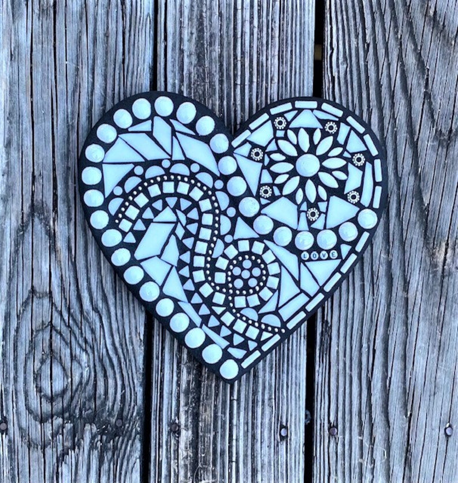 black and whitr mosaic heart