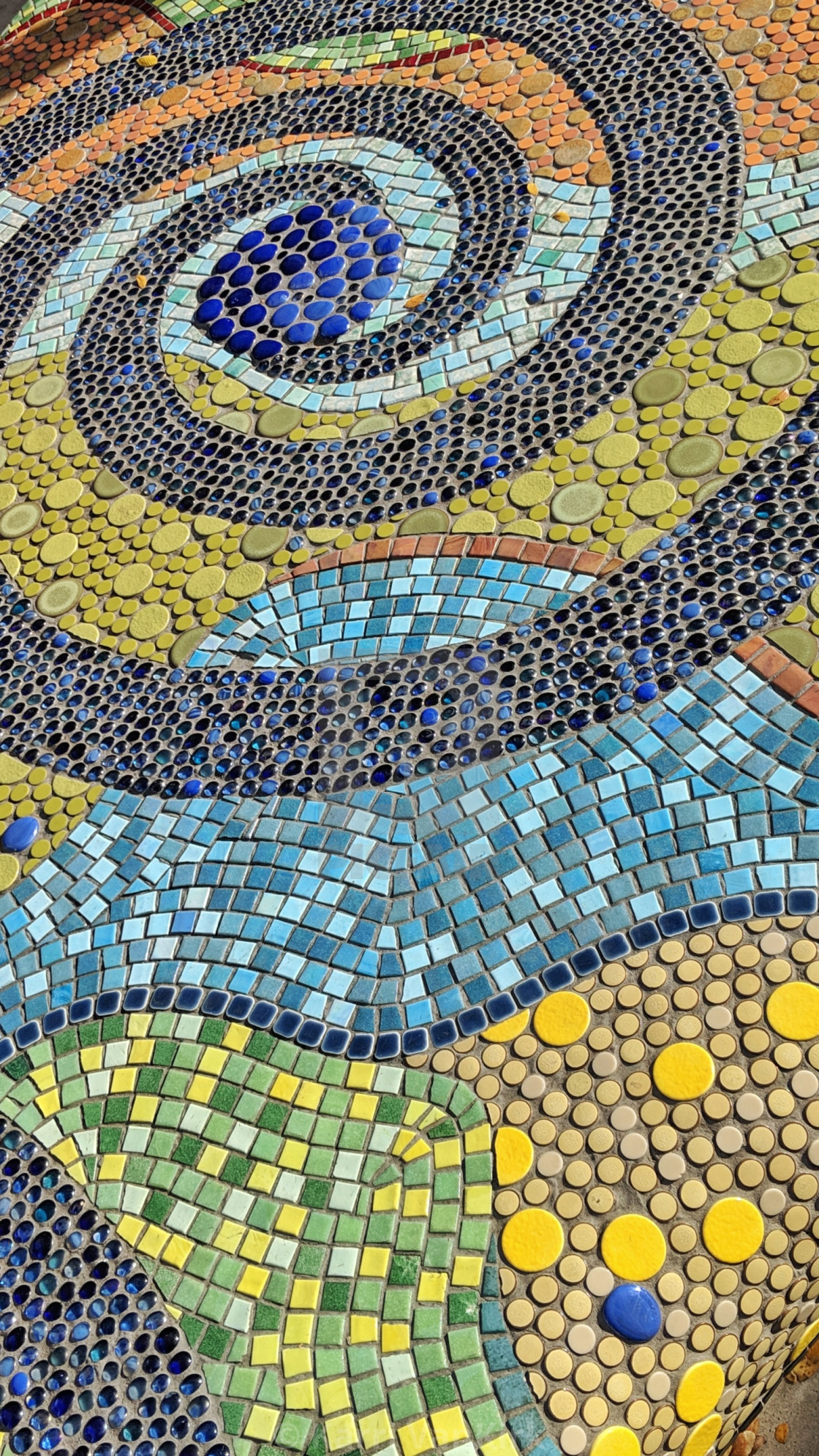 blue and yellow swirl mosaic